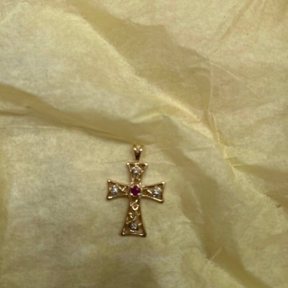 Cross Pendant With Ruby Center - image 5